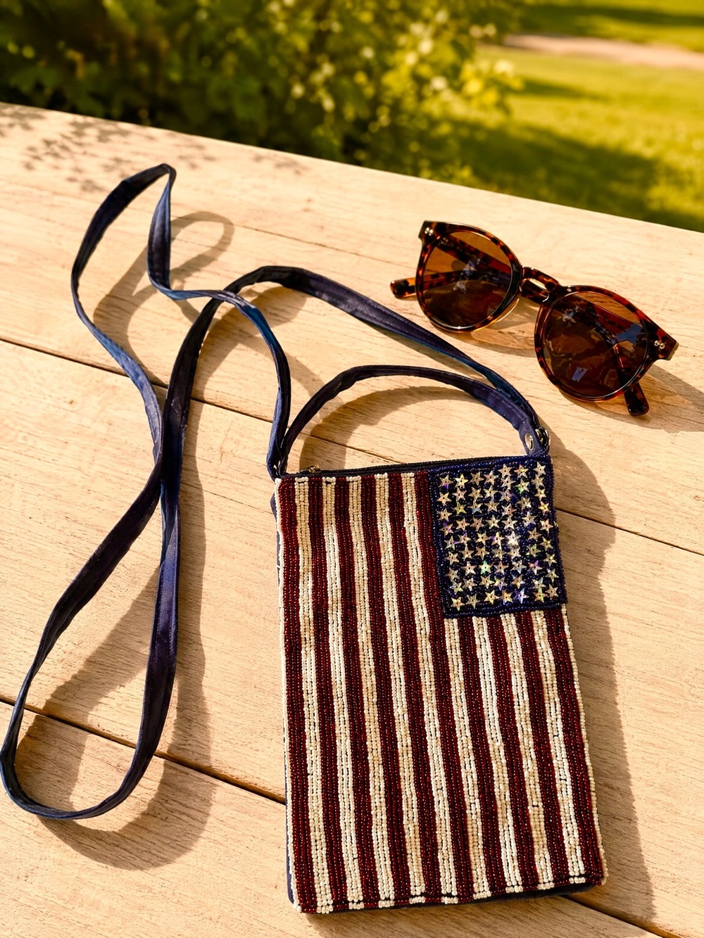 Patriotic American Flag Beaded Crossbody Bag Bag Bling